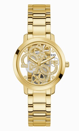 Guess Quattro Clear Gold Watch